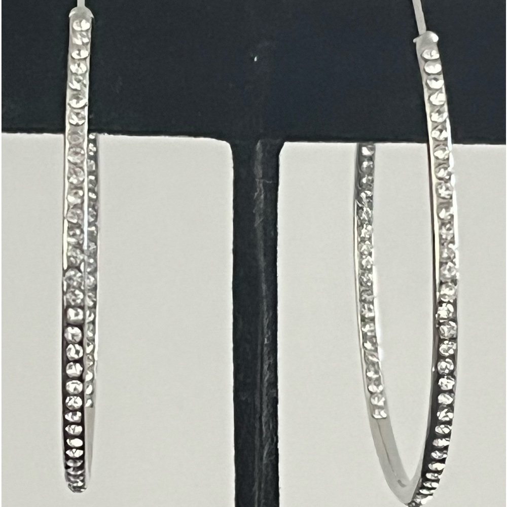 CZ Double Hemisphere Hoop Earrings 1.5” NWOTs.
